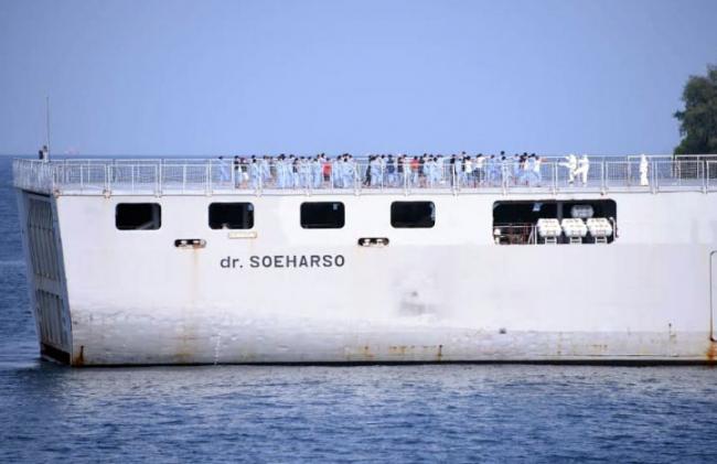 69 WNI ABK Diamond Princess Olahraga Pagi di KRI Soeharso