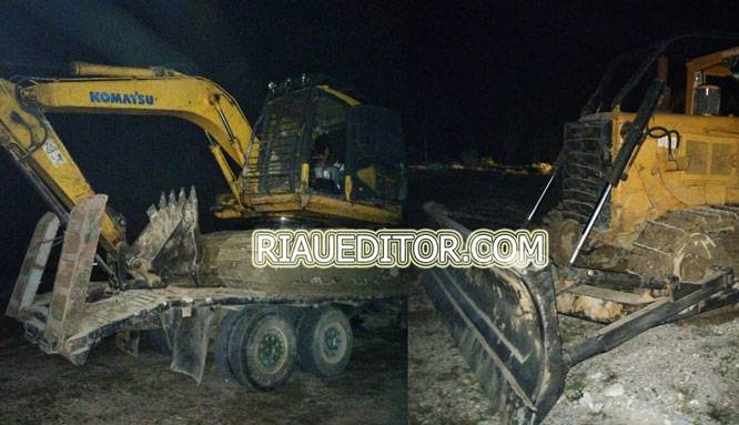Tim Gakkum KLHK dan BBKSDA Riau Buru Alat Berat yang Beroperasi di HSM Rimbang Baling
