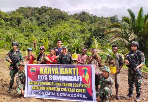 Ketahanan Pangan, Satgas Pamtas Yonif 126/KC Ajak Warga Sulap Tanah Adat Jadi Lahan Produktif