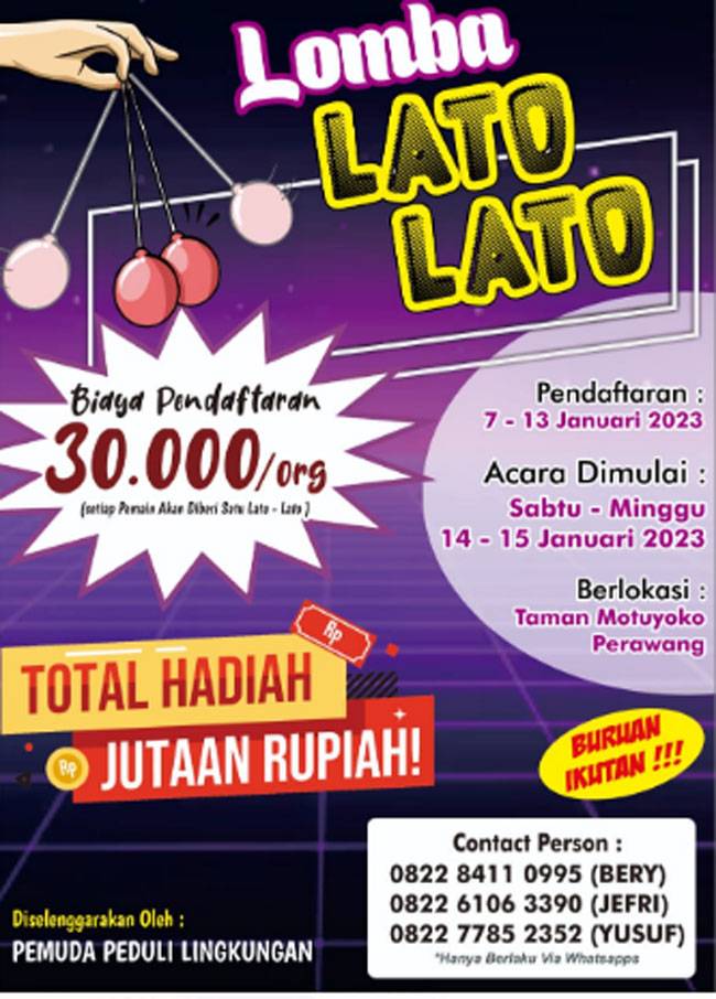 Pemuda Tualang Peduli Lingkungan Taja Lomba Lato-lato