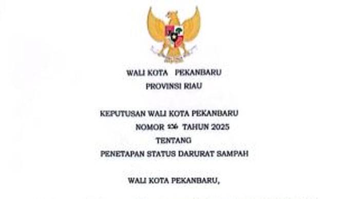 Mulai 15 Januari 2025, Kota Pekanbaru Masuki Status Darurat Sampah