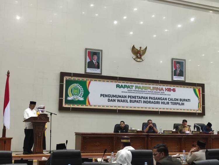 DPRD Inhil Gelar Paripurna Penetapan Paslon Bupati dan Wakil Bupati Inhil Terpilih