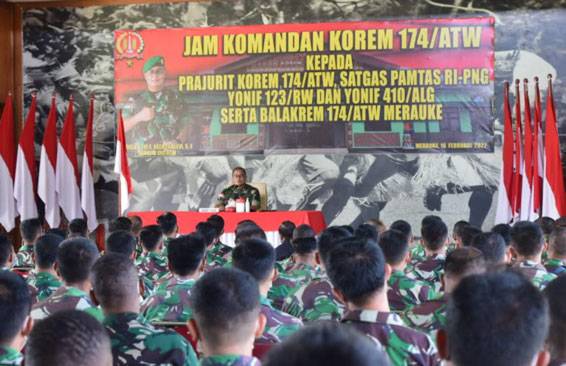 Danrem Merauke Beri Pengarahan Kepada Prajurit Satuan Jajaran Korem 174/ATW dan Satgas di Wilayah Kolakopsrem 174/ATW