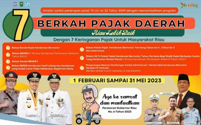 20 Hari Pemberlakuan Berkah Pajak, Pemprov Riau Raup Rp97 Miliar