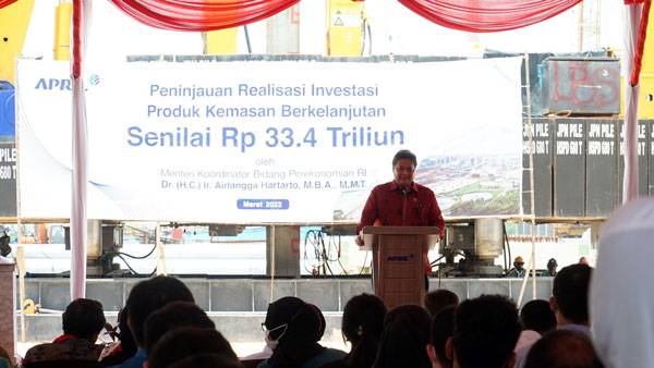 Menko Airlangga: Investasi Pabrik Kertas Kemasan Grup APRIL Sustainable dan 100 persen Indonesia