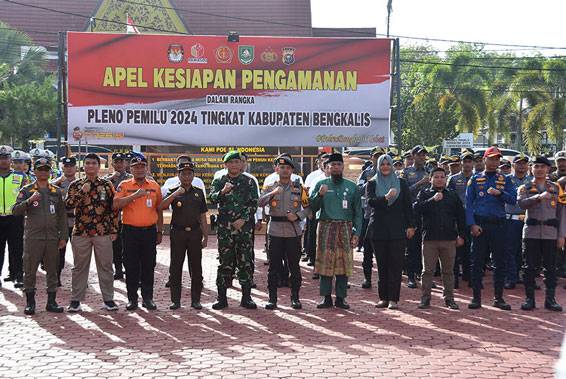Pengamanan Pleno Tingkat Kabupaten, Polres Bengkalis Gelar Apel