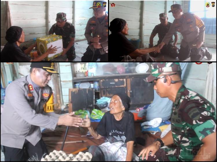 Sinergi TNI-Polri: Dandim dan Kapolres Rohil Berbagi Sembako untuk Janda Veteran Kurang Mampu Jelang Idul Fitri 1446 H