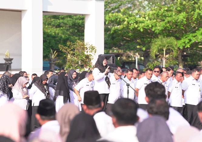 Apel Perdana Pasca Lebaran Idul Fitri, Bupati Siak Tekankan ASN Harus Survive Hadapi Tekanan Fiskal