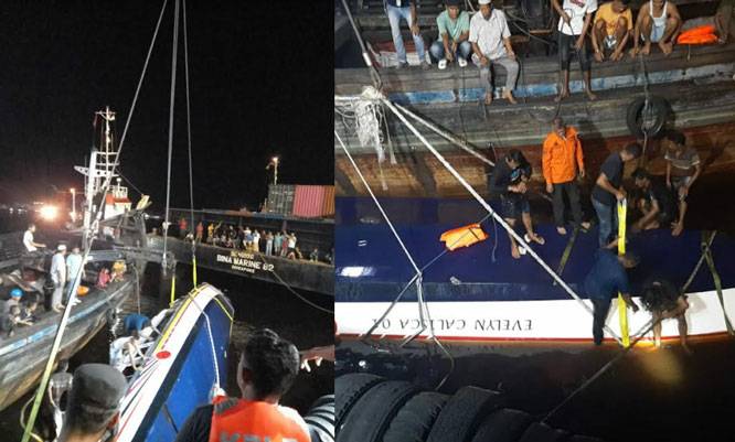 Bakamla RI Bantu Evakuasi Korban Kapal SB Evelin Calisca 01 Terbalik