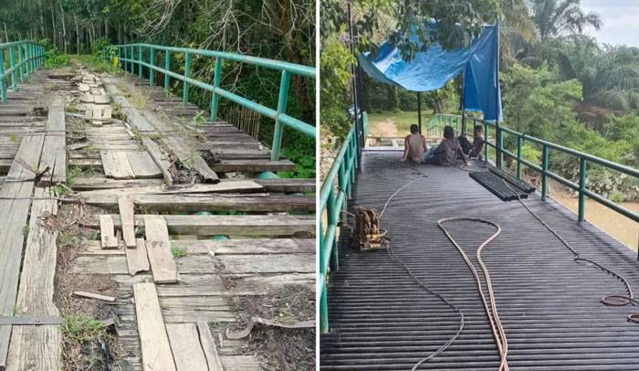 Jembatan Penghubung Desa Diperbaiki, Warga Munsalo Kopah Apresiasi Suhardiman Amby