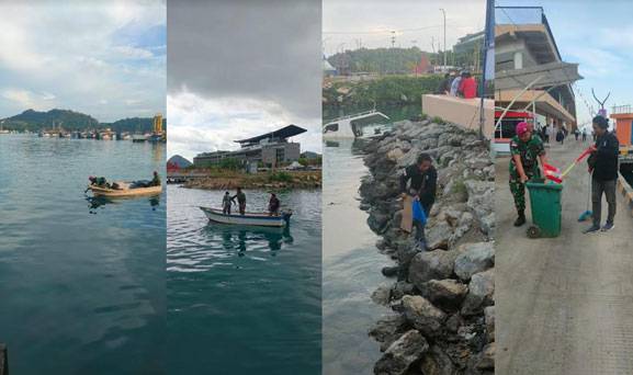 TNI Polri dan Masyarakat Bersih-Bersih Sampah di Area KTT ke-42 ASEAN