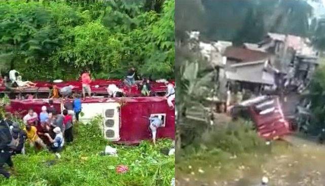 Tanpa Supir Bus Meluncur ke Jurang di Kawasan Wisata Guci, Diduga Ada Bocil Melepas Rem Tangan