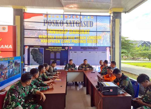 TNI AU Dirikan Posko Satgasud di Posko Induk Tanggap Darurat Bencana Di Kabupaten Luwu