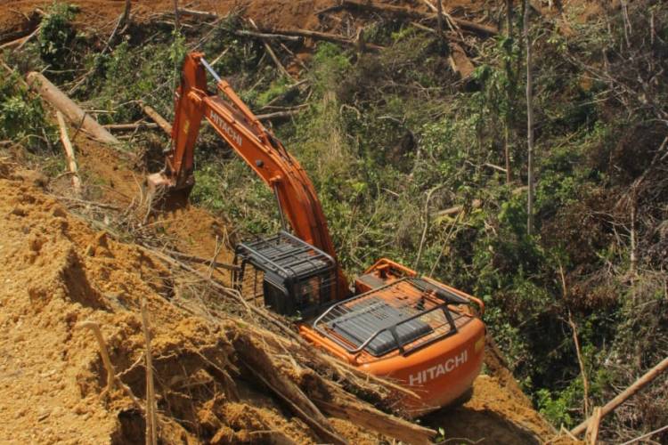 Lakukan Perambahan Hutan, DLHK Riau Amankan Excavator di Inhu