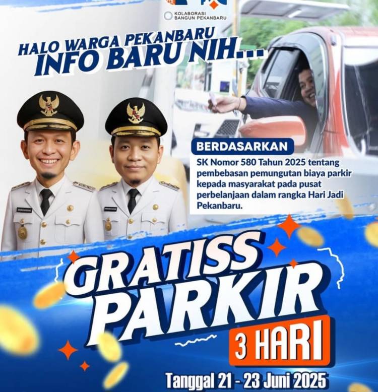 Momen HUT Pekanbaru Ke-242, Gratis Parkir Tiga Hari
