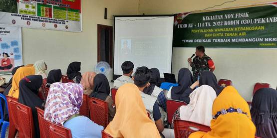 TMMD 114 Kodim 0301/PBR Taja Penyuluhan Wawasan Kebangsaan di Kelurahan Sialang Rampai