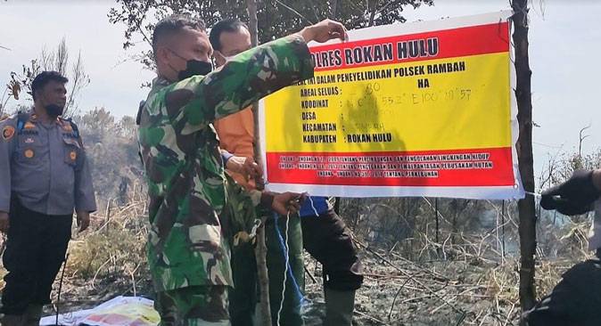 Karhutla di Rohul Tercatat 80 Hektar, Petugas Gabungan Segel Lokasi