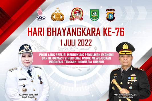 Bupati Bengkalis Kasmarni Ucapkan Selamat HUT Bhayangkara ke-76