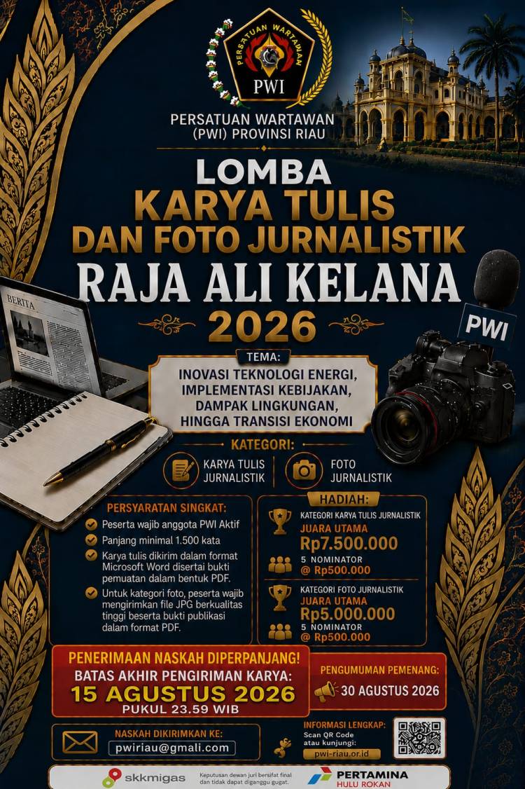 Batas Waktu Pengiriman Lomba Karya Tulis dan Foto Jurnalistik Raja Ali Kelana 2026 Diperpanjang