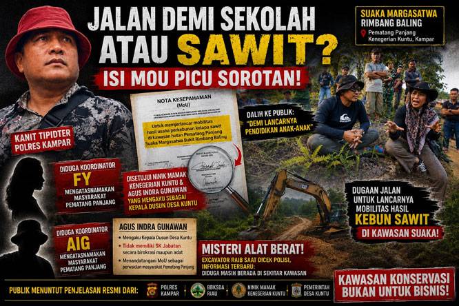 Dalih Jalan Demi Pendidikan Pematang Panjang, MoU Ninik Mamak Justru Untuk Mobilitas Hasil Kebun Sawit di Kawasan Suaka