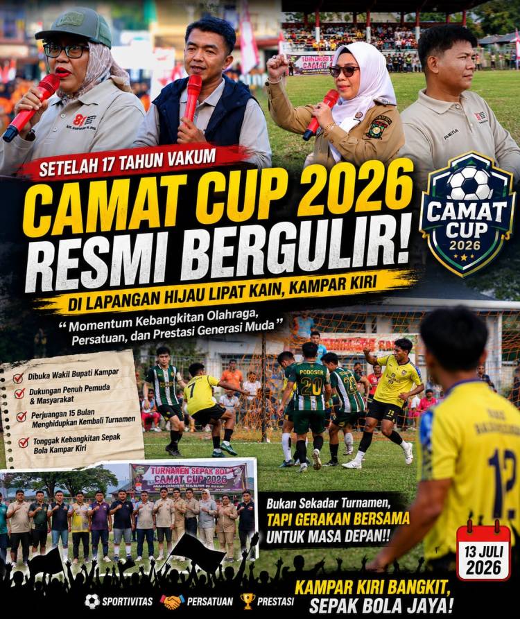 17 Tahun Vakum, Turnamen Camat Cup 2026 Resmi Bangkit di Kampar Kiri, Momentum Kebersamaan dan Kebangkitan Sepak Bola