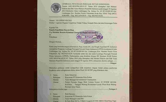 LPPHI Laporkan Dua Saksi SKK Migas ke Polda Riau