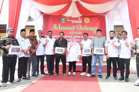 Komit Sejahterakan Warga, Bupati Kasmarni Serahkan Bantuan Ternak Sapi dan Kambing