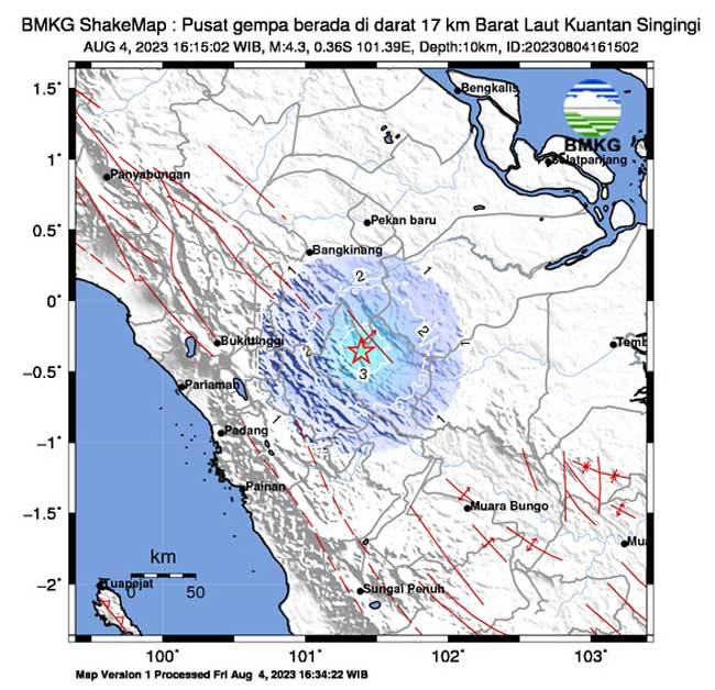 Gempa Tektonik M 4,3 Goyang Kuansing, Warga Diimbau Tenang