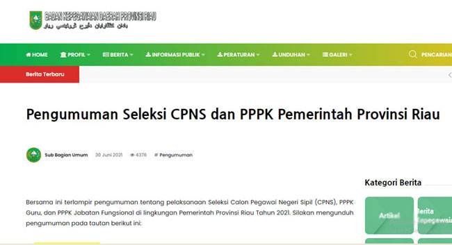Seleksi PPPK Pemprov Riau 2023 Tunggu Jadwal