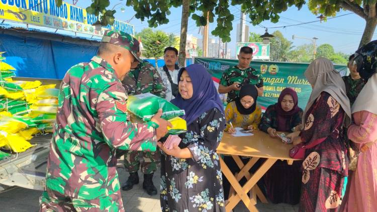 Gerakan Pangan Murah dan Cegah Oplosan, Danramil 0321-02/ TP Pimpin Jual Beras Bulog SPHP di Ujungtanjung