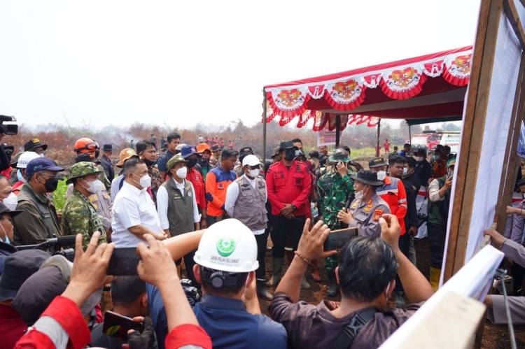 Menhut, Plt Gubernur, Kapolda dan Pangdam Tinjau Pemadaman Karhutla Kerumutan