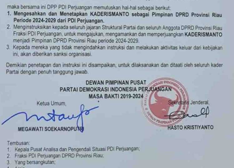 Kaderismanto Ketua DPRD Riau