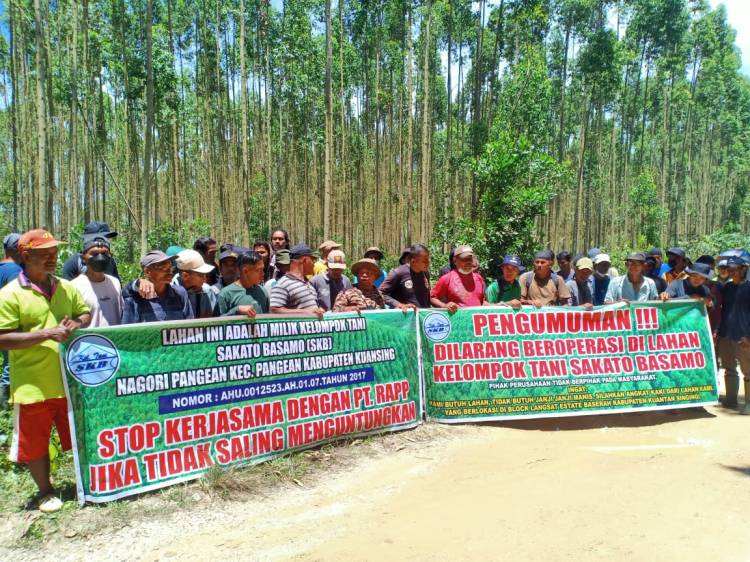 Ratusan Anggota Kelompok Tani SKB Pangean Gelar Aksi Demo, Tuntut PT. RAPP Kosongkan Lahan