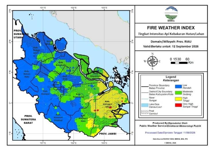 Tersisa 44 Hotspot di Riau, Udara Pekanbaru Berangsur Segar