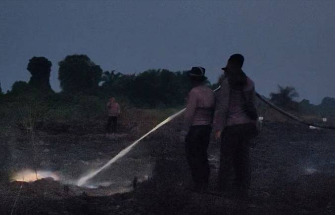 Melawan Bara di Tengah Gelap, Petugas Berjibaku Padamkan Karhutla Pelalawan