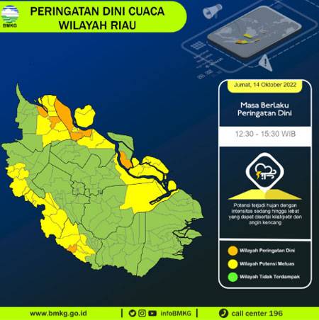 BMKG Keluarkan Peringatan Cuaca Ekstrem 3 Hari ke Depan di Riau