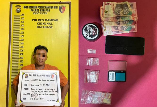 Polsek Kampar Kiri Ungkap Dugaan Peredaran Sabu di Gunung Sahilan, 0,55 Gram Diamankan
