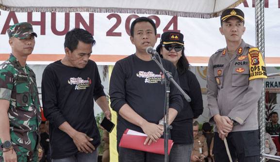 Wakil Bupati H Sulaiman Hadiri Apel Siaga Pengawasan dan Deklarasi Kampanye Damai Pemilu 2024