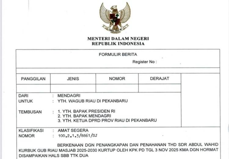 Abdul Wahid Ditahan, SF Hariyanto Plt Gubernur