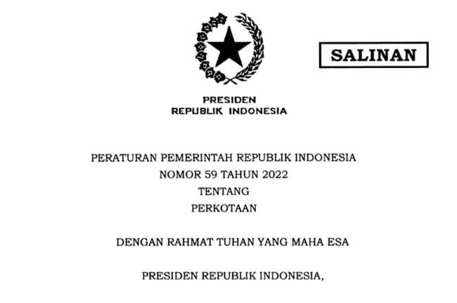 Terbitkan PP 59/2022, Pemerintah Minimalisir Masalah Perkotaan