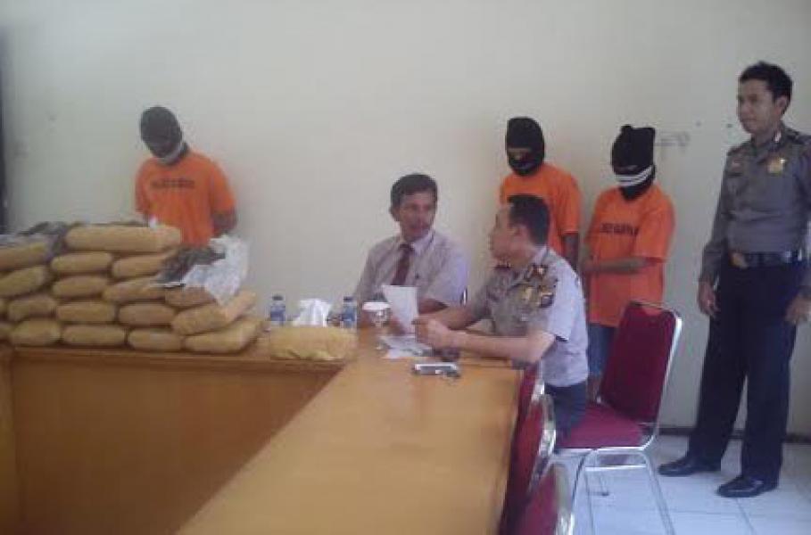 Pengedar 20 Kg Ganja Ditembak Polisi