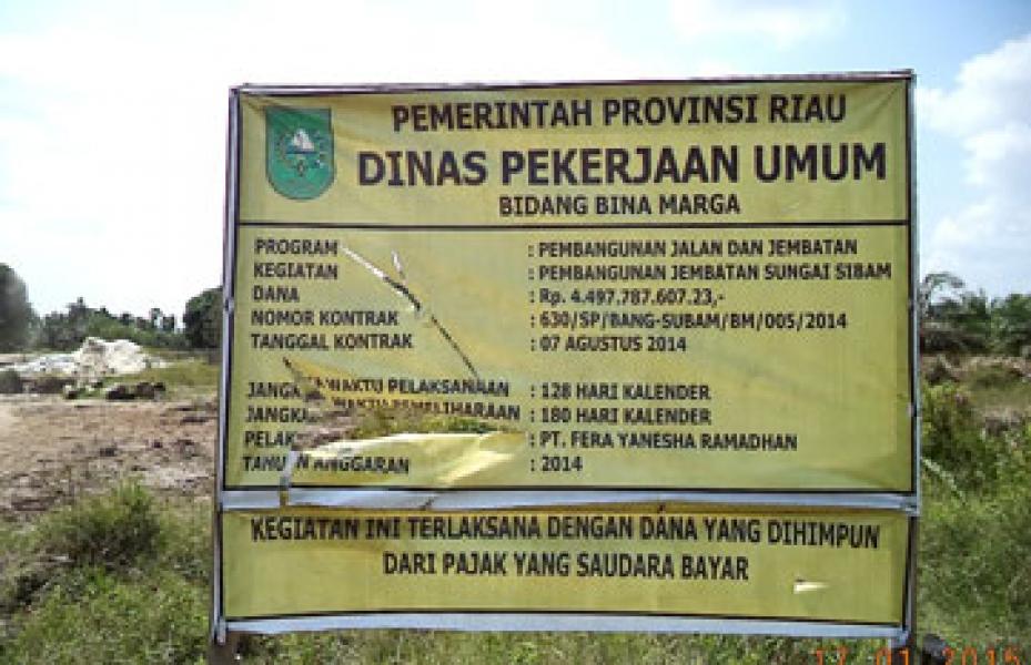 Pembangunan Jembatan Sungai Sibam Terbengkalai