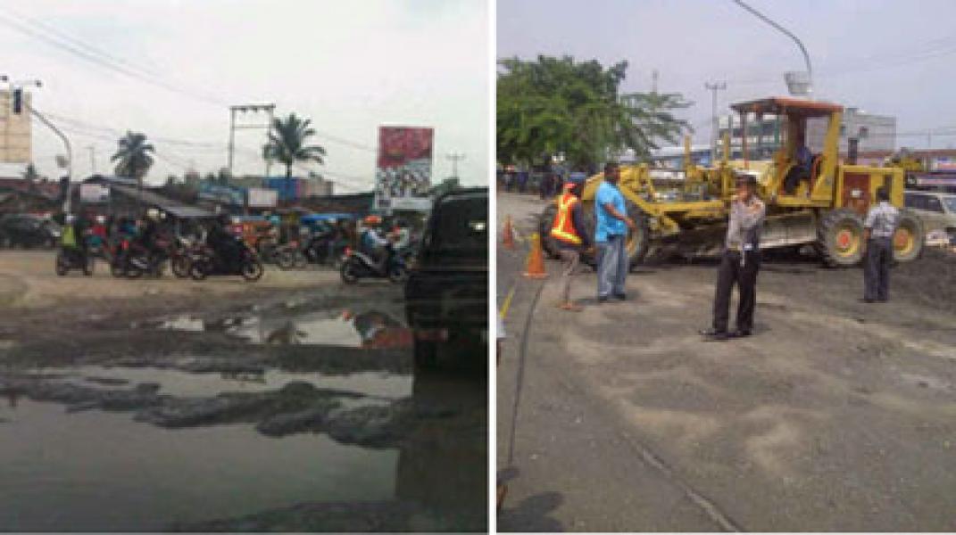Sat Lantas Urai Kemacetan Paska Perbaikan Simpang Pasar Pagi