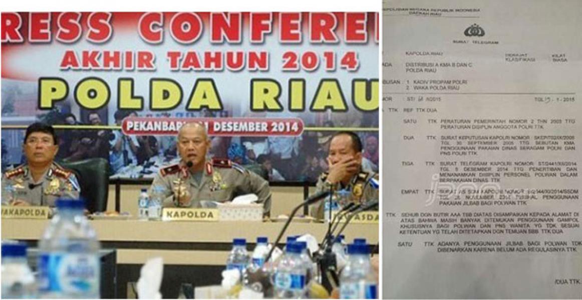 Telegram Kapolda Riau: Jilbab Polwan tidak Dibenarkan