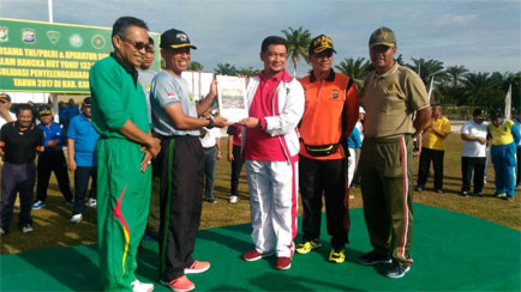 Jelang HUT Ke 58 Yonif 132/BS Gelar Olahraga Bersama