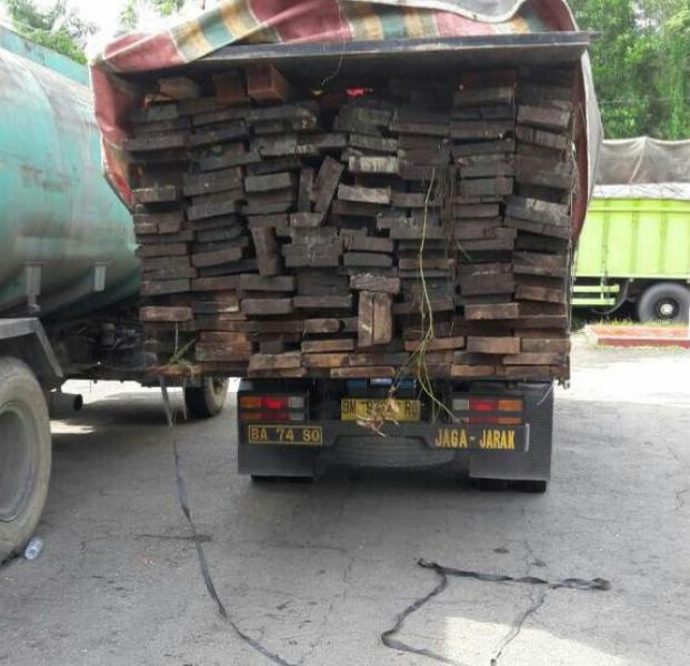 Polres Bengkalis Tangkap Truk Bermuatan 5 Ton Kayu Olahan Ilegal