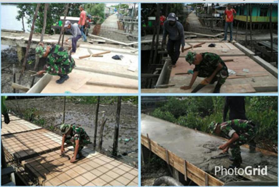 Babinsa Koramil 08/Mandah Bantu Masyarakat Rehap Jalan Pelantar Desa Berlaras 