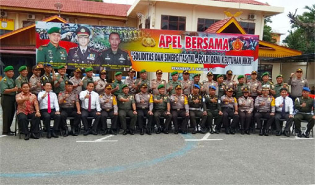 Dandim Pekanbaru Pimpin Apel Sinergitas TNI-Polri