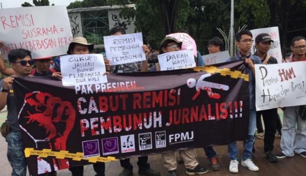 Aksi depan Istana, AJI Jakarta Desak Jokowi Cabut Remisi Pembunuh Jurnalis