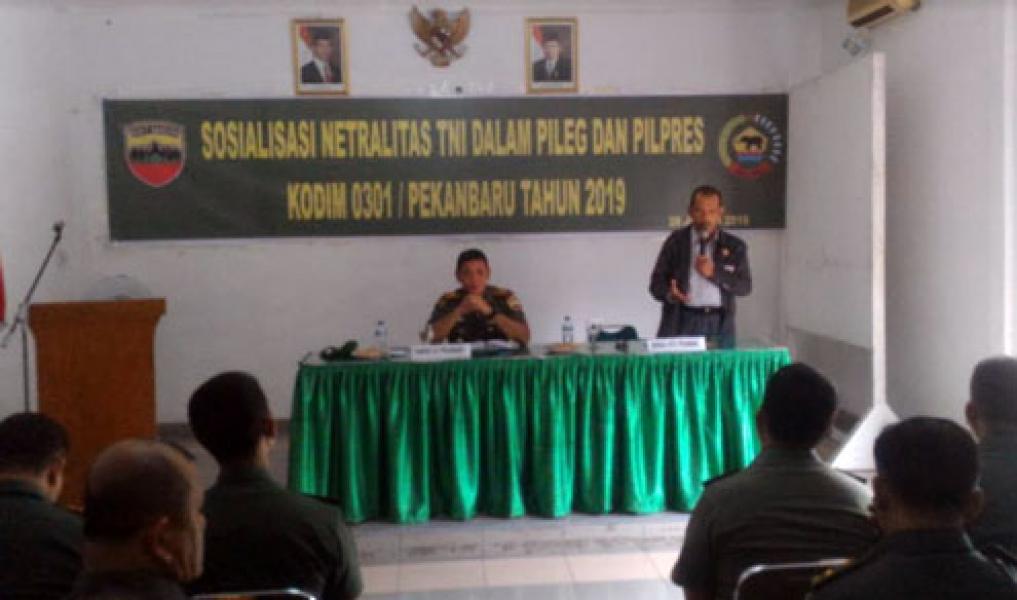 Kodim 0301/Pekanbaru Gelar Sosialisasi Netralitas TNI.